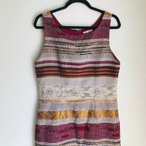 Anthropologie Paper Crown Striped Tweed Singapore Sheath Dress Size M